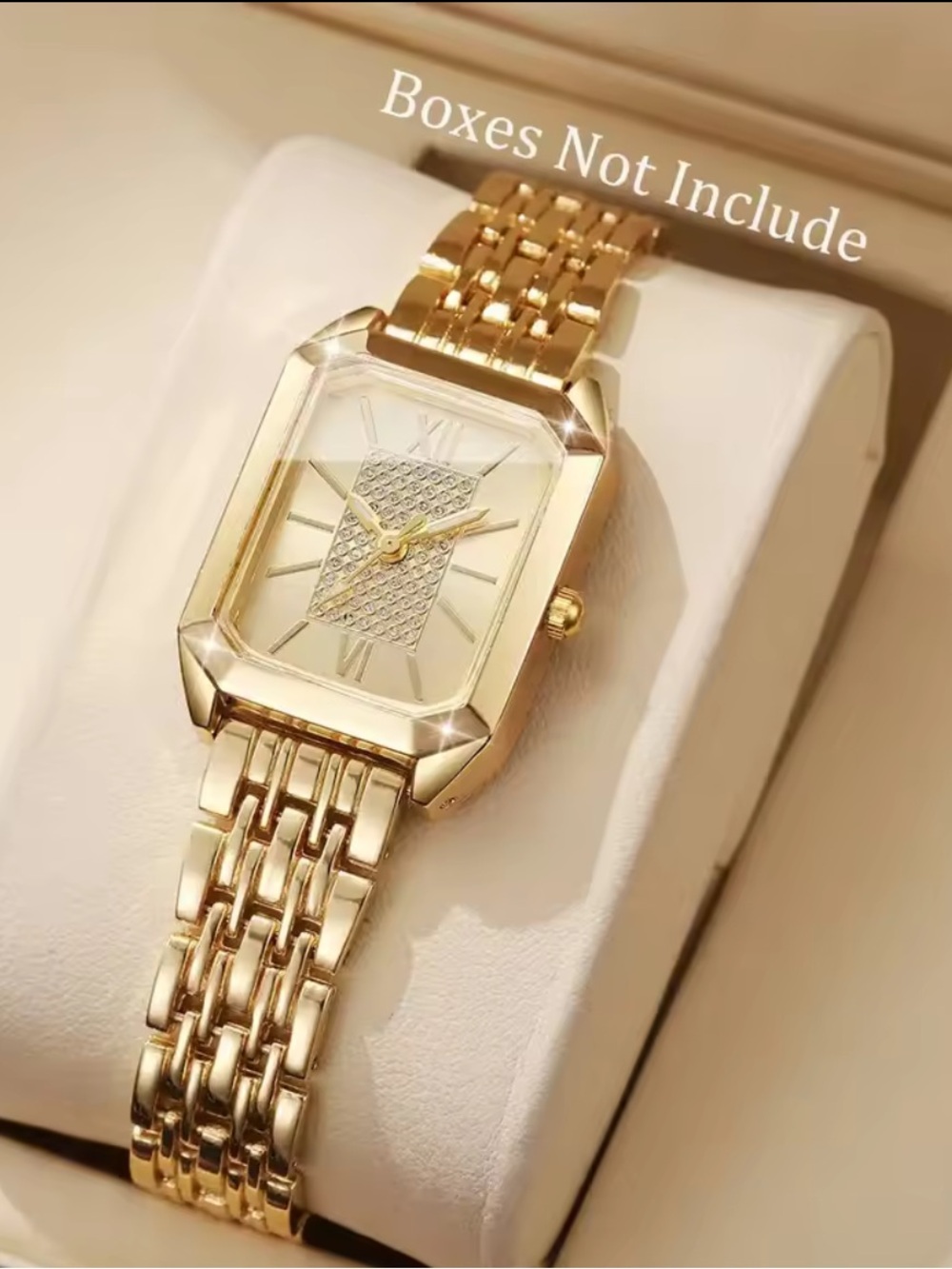 Monaco Gold Rectangular Crystal Watch